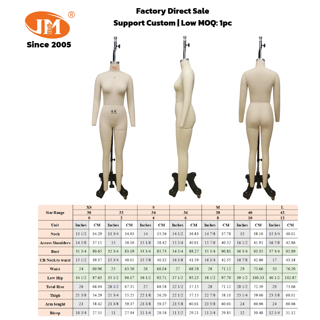 JUNMEI Professional Female Full Body Dress Form with Arms & Legs, S Size, for Pattern Making & Tailoring (20+ Years Factory) - Image 5