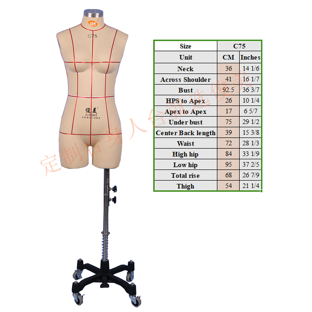 Professional Sewing Mannequin Semi-Pinnable Dress form Tailoring women underwear dummy  Size: EU C75